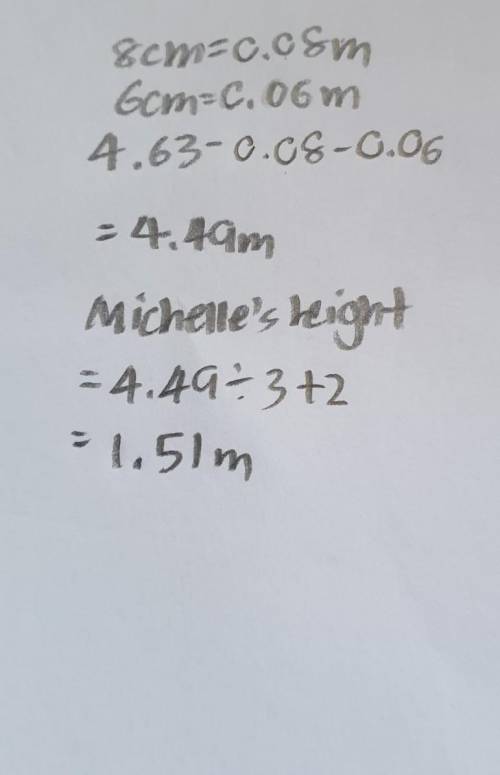 Nikki is 8 cm shorter than Marissa is 6 cm taller than michelle. the combined height of the three gi