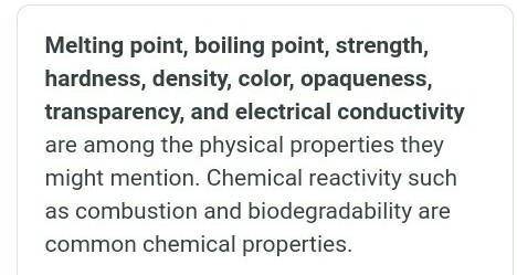 Give 10 chemical properties of common polymers​