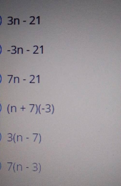 Negative three times the sum of a number and seven:

three times the difference of a number and 7