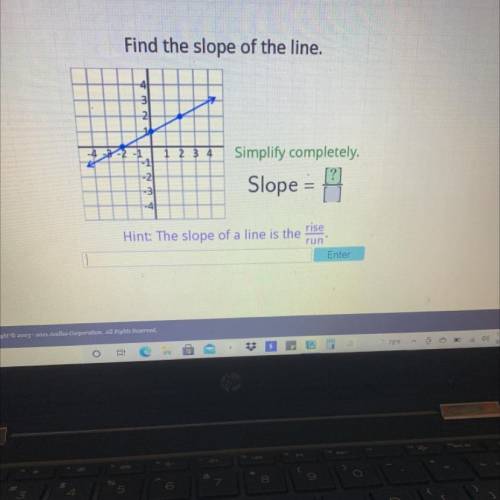 Please help will give brainliest

Find the slope of the line.
4
3
2
1 2 3 4
1 2
-4-3-2-1
- 1
-21
-