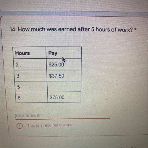 How much was earned after 5 hours of work?