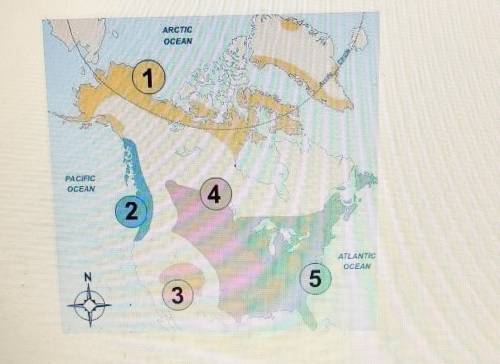 Using the map, choose the number that shows where the main Native American groups lived that were n