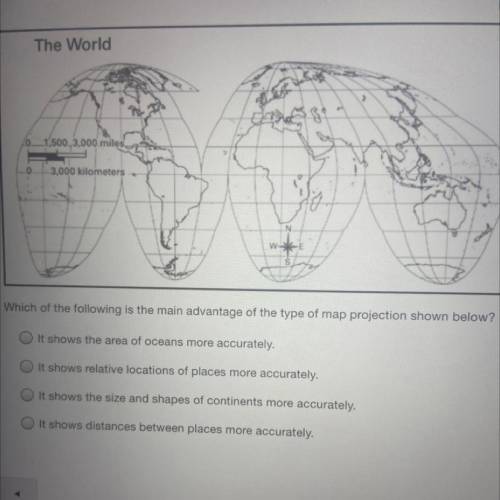 Which of the following is the main advantage of the type of map projection shown below?

NO LINKS