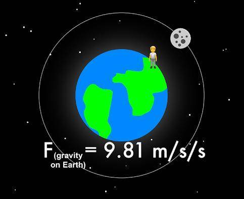 What is the weight of a 100 kg person standing on Earth, where Force (gravity on Earth) = 9.81 m/s/