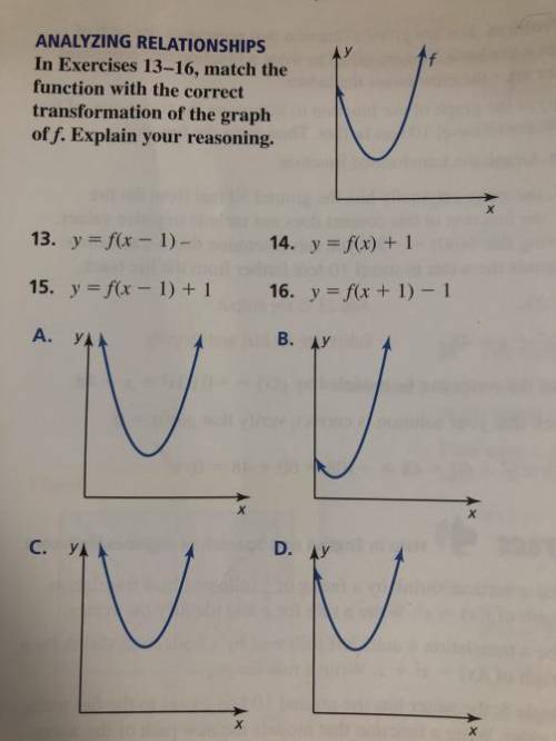 Match the function with the correct transformation question 13-16