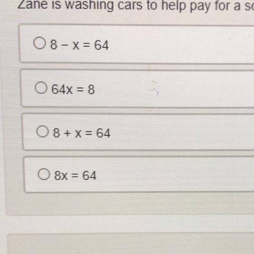 Zane is washing cars to help pay for a school trip. He gets paid $8 for every car he washes and mak