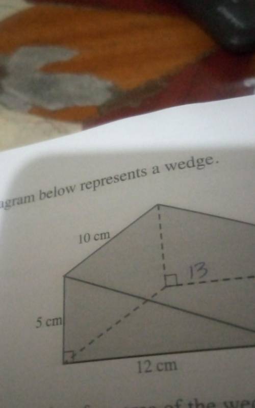 The diagram below represents a wedge.what is the total surface area of the wedge? ​