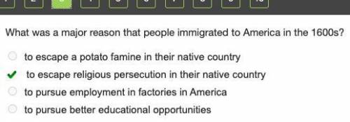 What was a major reason that people immigration to America in the 1600s?