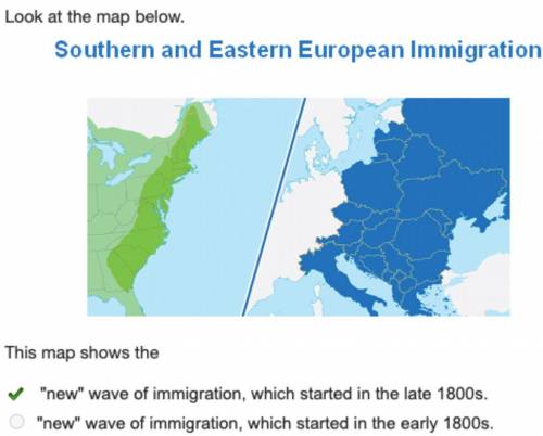 Look at the map below. Southern and Eastern European Immigration. This map shows the