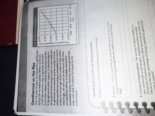 I NEED HELP WITH SCIENCE

1. Describe any patterns you see in the graph 
2. what do you thi