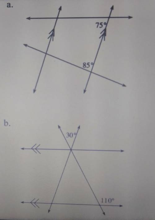 1-99 -- Calculate all the missing angle measures in the diagrams below​