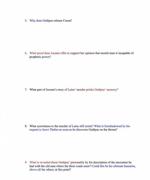 Answer these questions from Oedipus