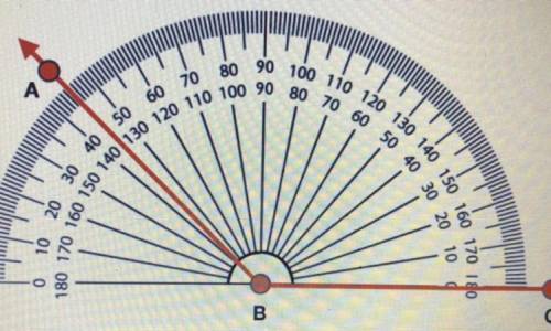 2. What is the angle measured on the protractor?

A. 135
B. 145
C. 180 
D. 45
