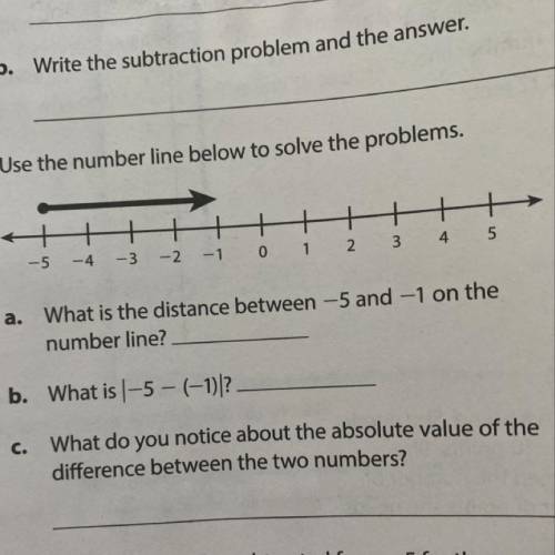 Use the number line below to solve the problems.

A. what is the distance between -5 and -1 on the