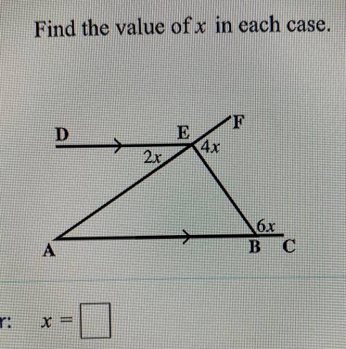 Please help! find the value of x