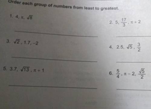 Order each group of numbers from east to greatest <3 Last day homework​