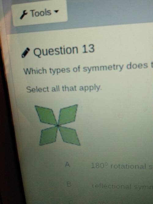 Which types of symmetry does the figure display? Select all that apply​