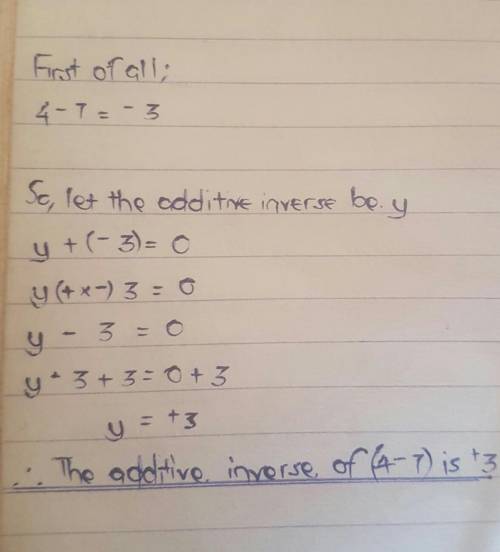 The addtive inverse of the complex number (4_7)