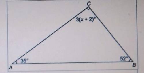 (d) Triangle ABC hasangle measures as shown. (a) What is the value of x? Show your work. (b) What i