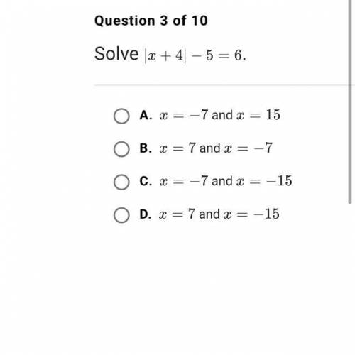 Solve |x + 4| - 5 =6.