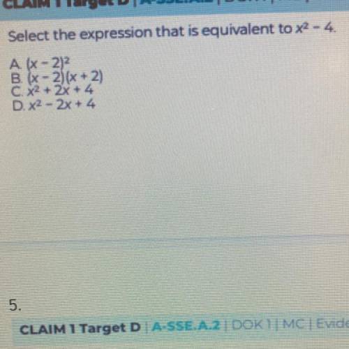 What is an expression that is equivalent to x^2 - 4