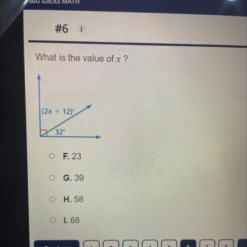 What is the value of x ?
|(2x + 12)
32°?