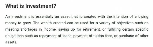 What is define investment