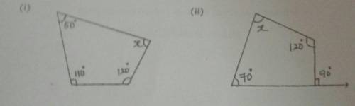Find the value of x in each of the following quadrilaterals.Please answer correctly while showing w