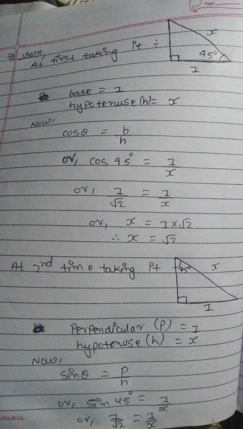 PLEASE can anyone help me with this I would greatly appreciate it

Determine the value of x. 
A )
1