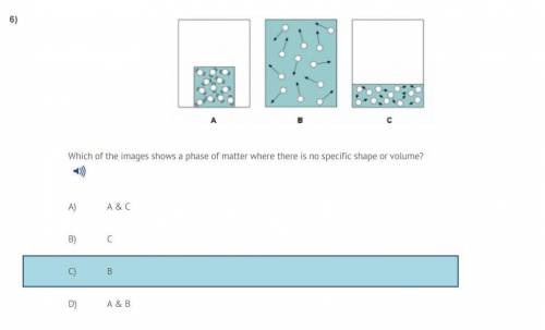 Which of the images shows a phase of matter where there is no specific shape or volume?