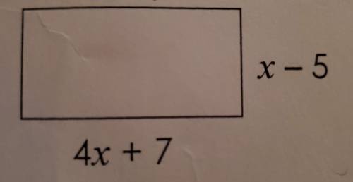 The dimensions of a rectangle are shown below. Use the formula P = 2L + 2W to find its perimeter in