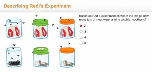 Based on Redi’s experiment shown in the image, how many jars of meat were used to test his hypothes