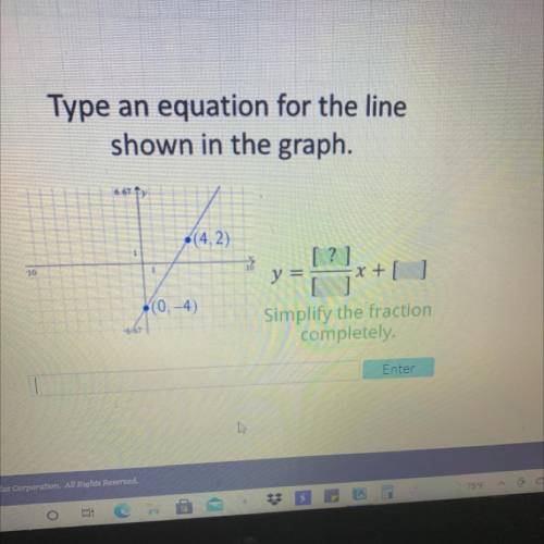 Please help I will give brainliest

Type an equation for the line
shown in the graph.
6.67 1
• (4,