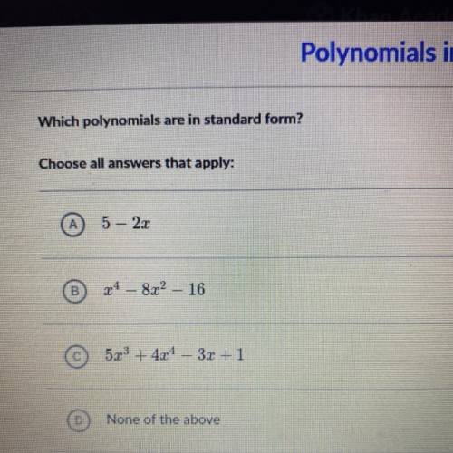 Which polynomials are im standard form?