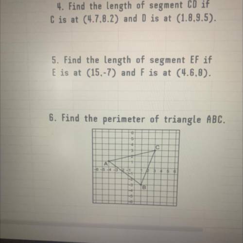 Find the length of CD if C is at (4.7, 8.2) and D is at (1, 8, 9, 5).

Find the length of segment