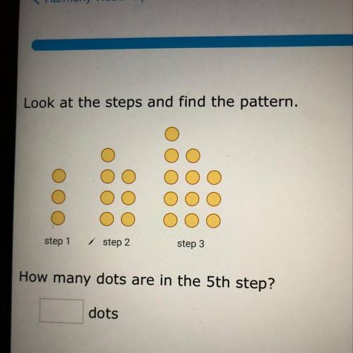 Look at the steps
and find the pattern
How many dots are in the 5th step?
dots
