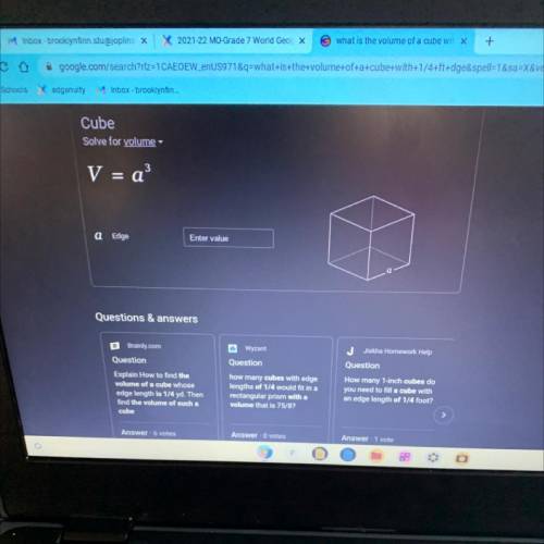 What is the volume of a cube with 1/4 ft edge?