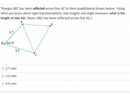Triangle ABC has been reflected across line AC