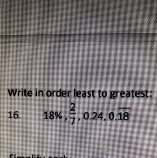 Worth 100 points! Write in order from least to greatest.