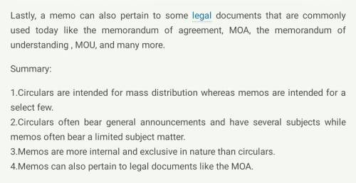 Difference between a memo and a circular