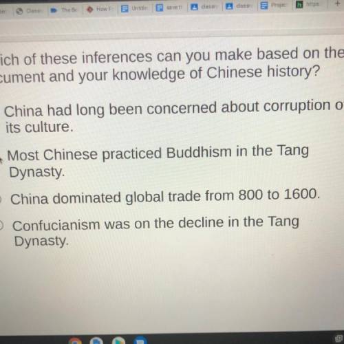 Which of these inferences can you make based on the

document and your knowledge of Chinese histor