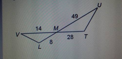 Determine if the two triangles shown are similar. If so, write the similarity statement.

A) The t