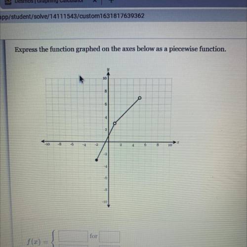 Express the function graphed on the axes below as a piecewise function