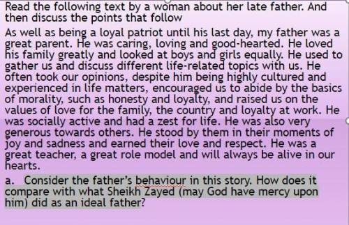 Consider the father’s behaviour in this story. How does it compare with what Sheikh Zayed (may God