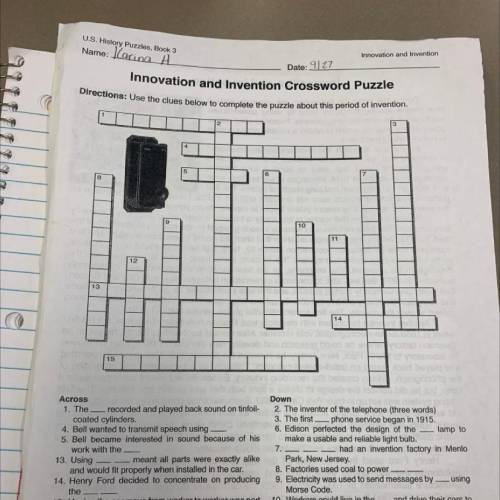 Innovation and Invention Crossword Puzzle pls help me out!!!