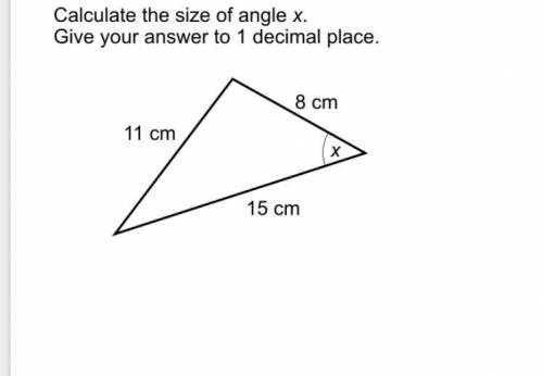 Calculate the size of angle x. Give your answer to 1 decimal place