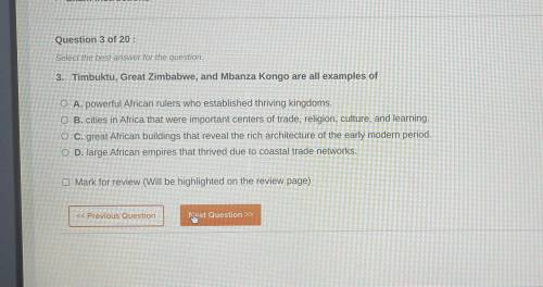 Timbuktu, Great Zimbabwe and Mbanza Kongo are all examples of?