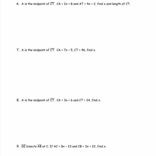 Shapes 8 midpoints and segment bisectors worksheet help please thank you