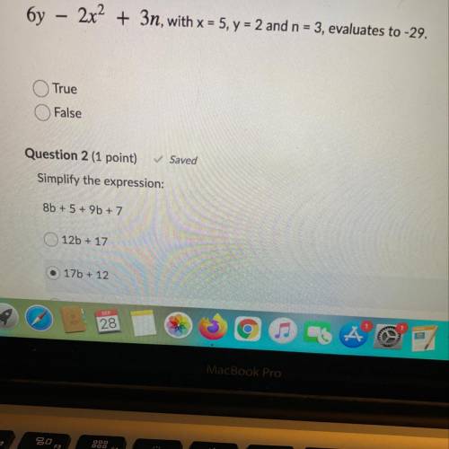 Is this true or false please help me with algebra