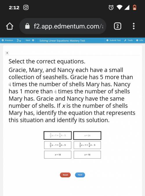 ANSWER ASAP

Select the correct equations.
Gracie, Mary, and Nancy each have a small collection of